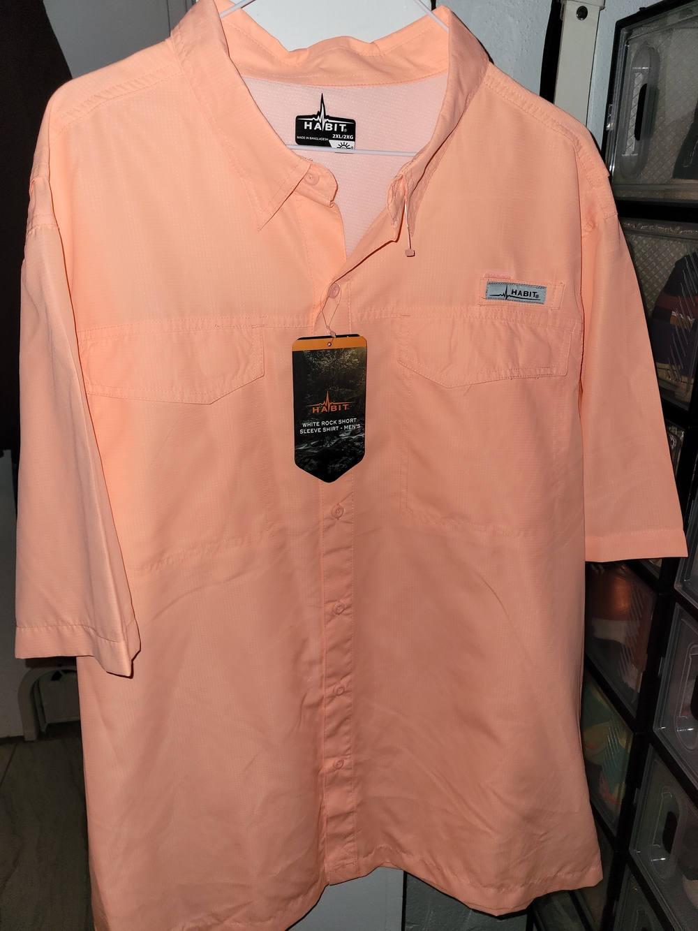 Men's Habit Short Sleeve Button-Up Shirt - Peach